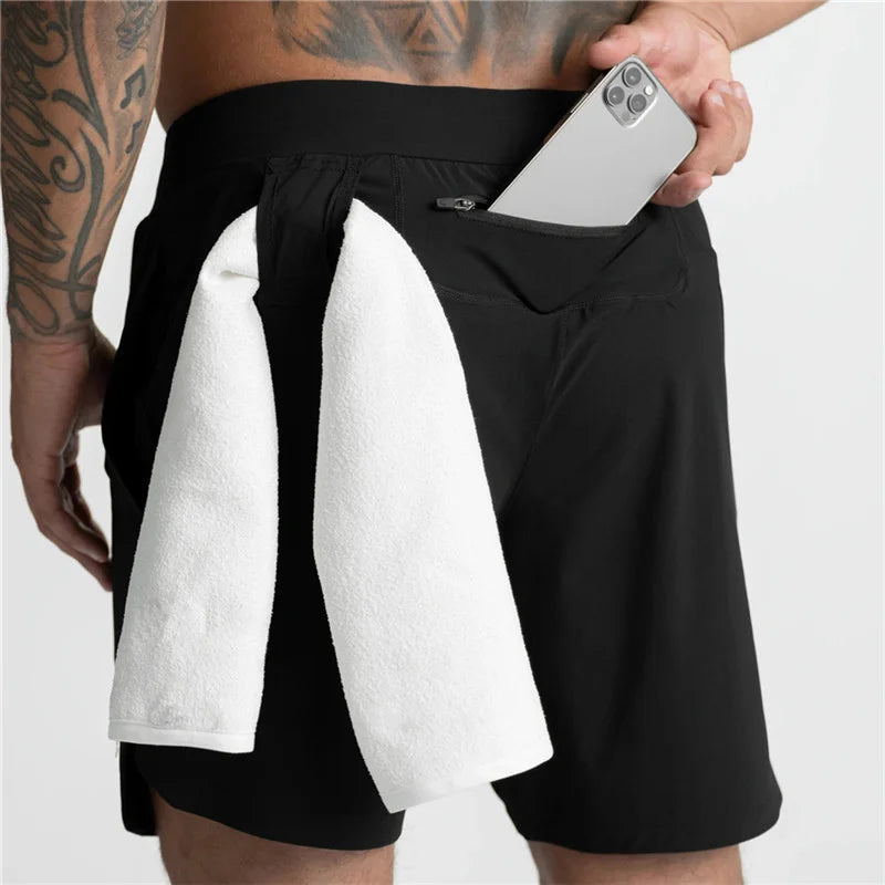 2024 Summer New Gym Jogging Exercise Shorts Men'S Sports Fitness Quick-Drying Multiple Pockets Running Shorts Men'S Sweatpants