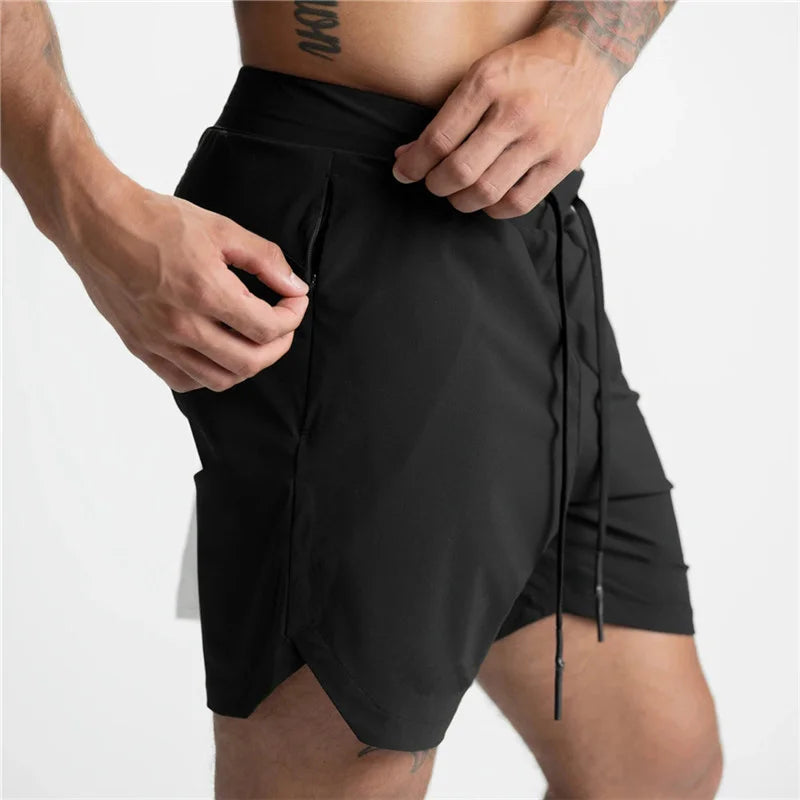 2024 Summer New Gym Jogging Exercise Shorts Men'S Sports Fitness Quick-Drying Multiple Pockets Running Shorts Men'S Sweatpants