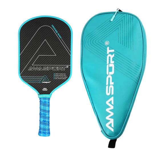 AMA SPORT Pickleball Paddle with Cover Bag 3K Carbon Fiber Friction Textured Surface for Spin Thermoformed Kronos Durable Padel