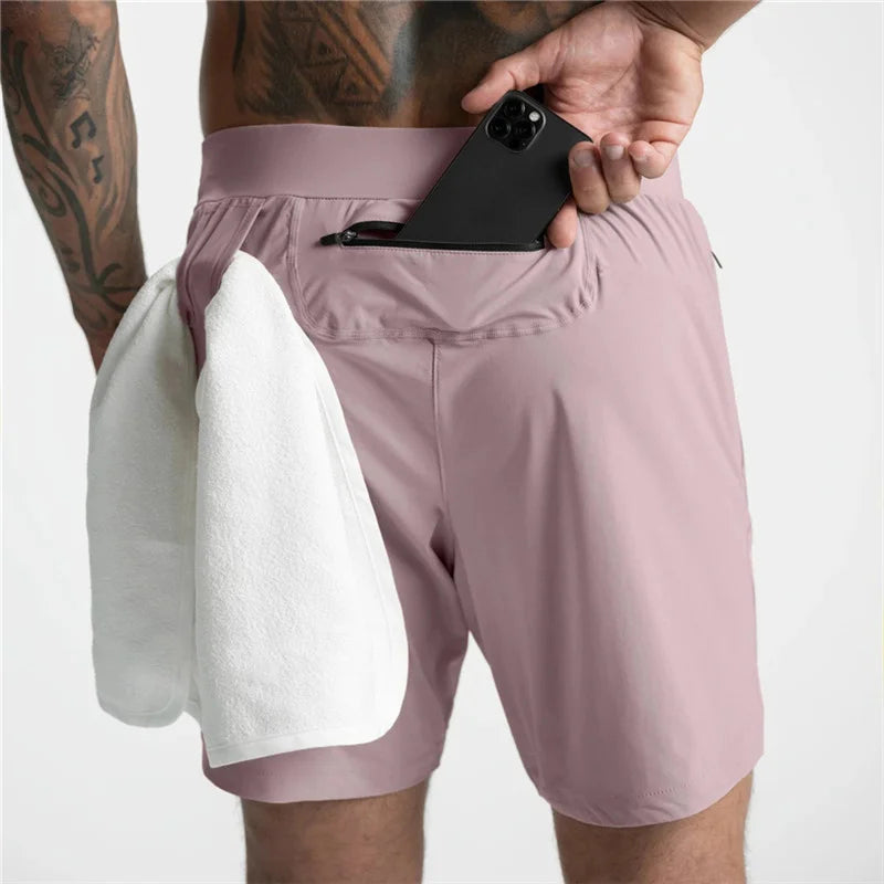 2024 Summer New Gym Jogging Exercise Shorts Men'S Sports Fitness Quick-Drying Multiple Pockets Running Shorts Men'S Sweatpants